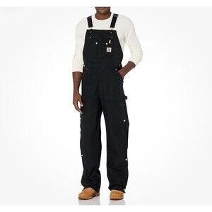Carhartt Insulated Bib Overalls Men 36 X 30 Black Loose Fit Firm Duck Canvas